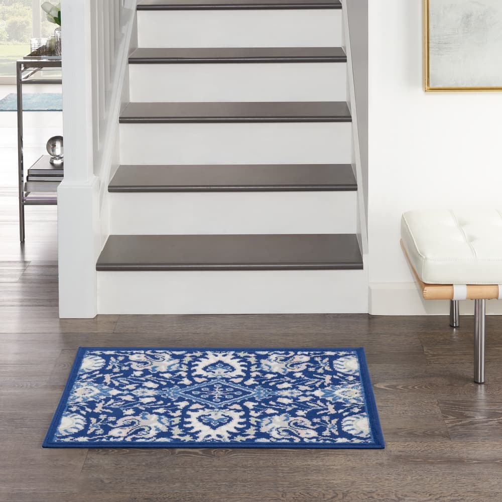 Nourison Whimsicle Modern Persian Floral Navy Ivory Area Rug