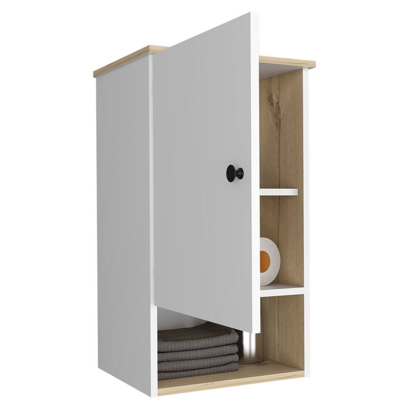 Medicine Cabinet with Soft Close, Single Door, Two Internal Shelves, Light Gray Finish - Easy Assembly