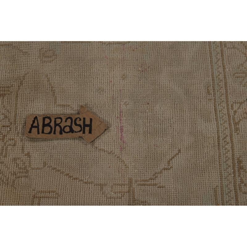 Tabriz Persian Vintage Area Medallion Beige Wool Carpet - 8'4" x 11'1"