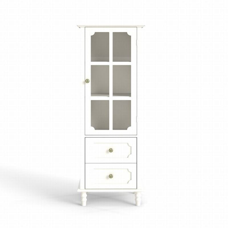 Modern 52.36" Wooden Buffet Cabinet with Glass Doors and Double Drawer for Living room, Dining Room Hallway Entryway