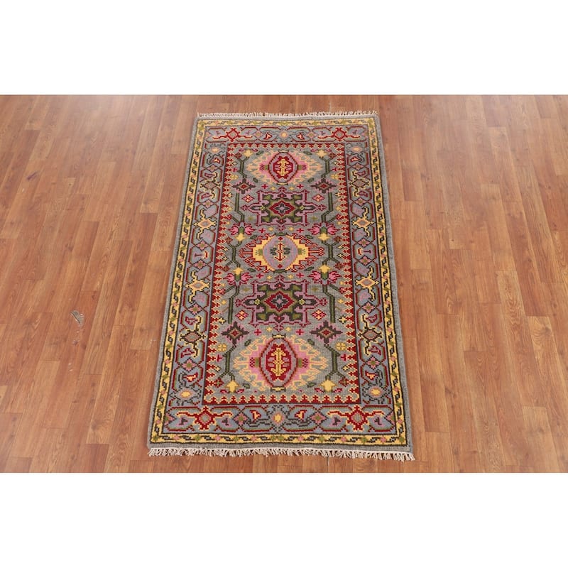 Kazak Oriental Foyer Rug Hand-Knotted Wool Carpet - 3'0"x 5'2"