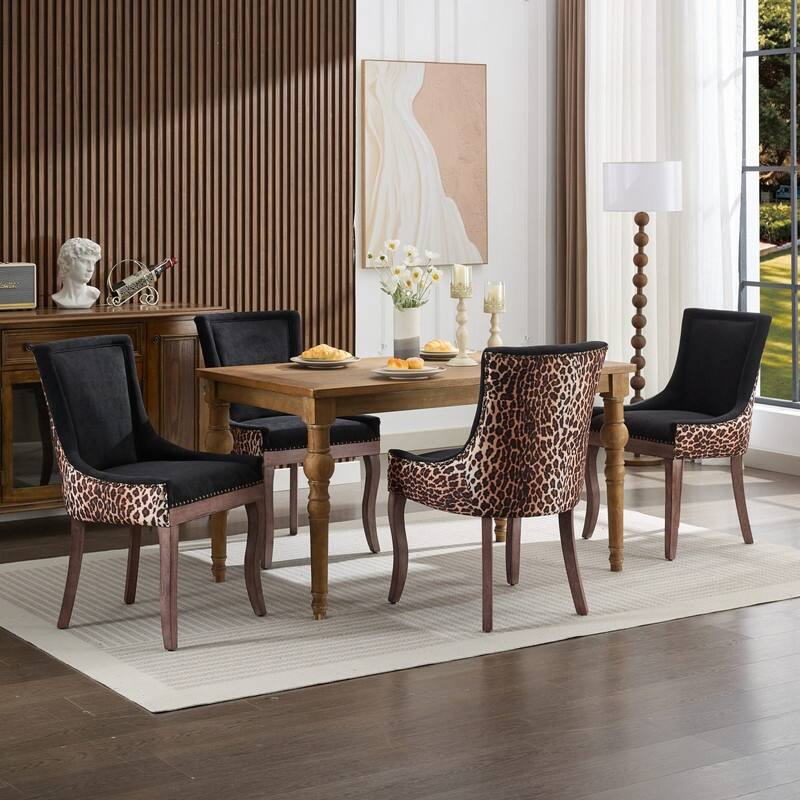 Ultra Side Dining Chairs (Set of 2) - Mid-Century Modern Fabric Upholstery with Solid Wood Legs