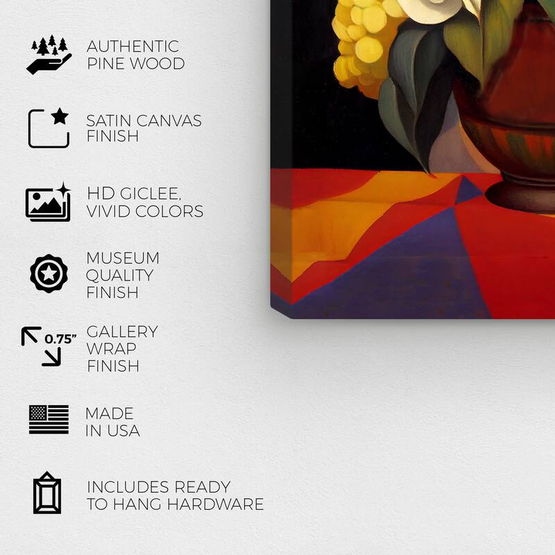 Wynwood Studio Canvas Floral and Botanical Mexican Flower Vase IV Orange and Traditional Wall Art Canvas Print