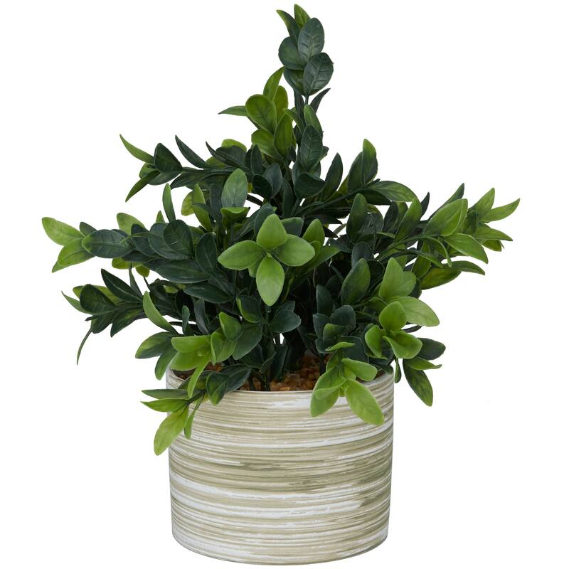 Faux Foliage Eucalyptus Artificial Plant with Realistic Leaves and Patterned Porcelain Pot - Green - Roche River Decor
