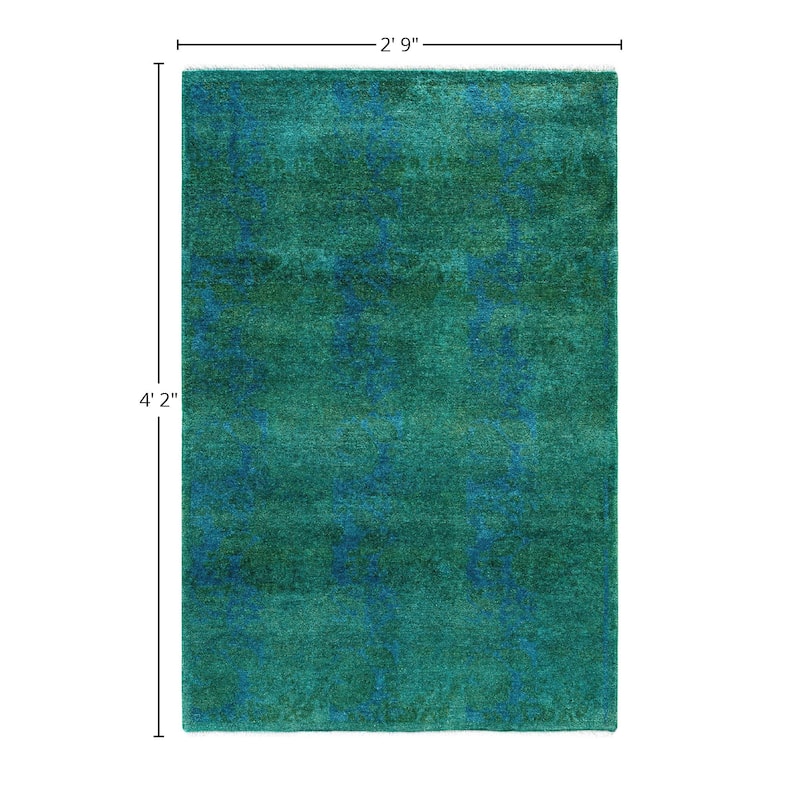 Overdyed One-of-a-Kind Hand-Knotted Area Rug - Green - 2' 9" x 4' 2"