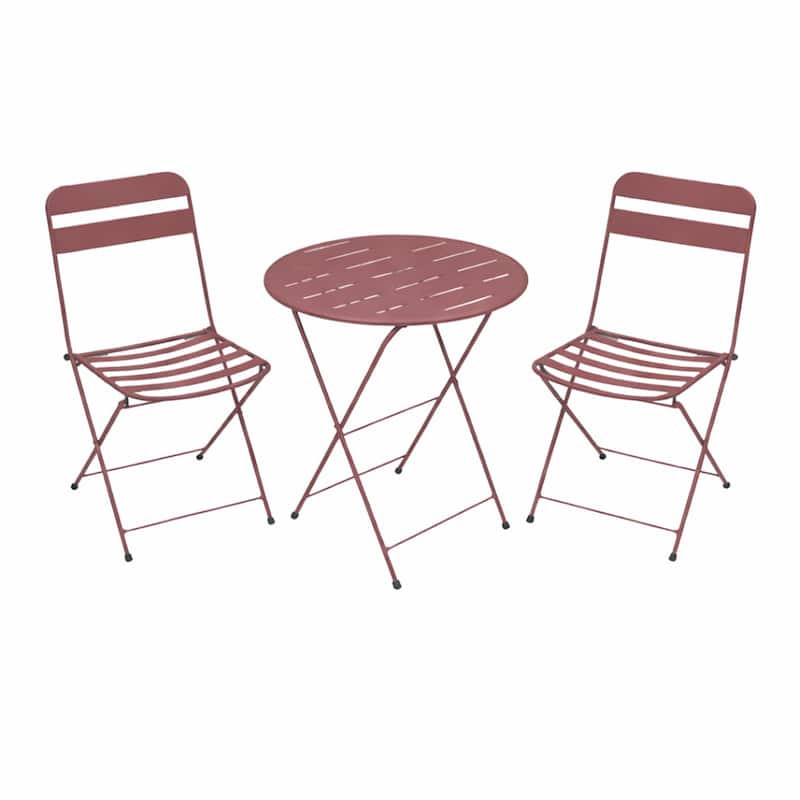 28-in H 3-Piece Metal Folding Bistro Set , Red - Red