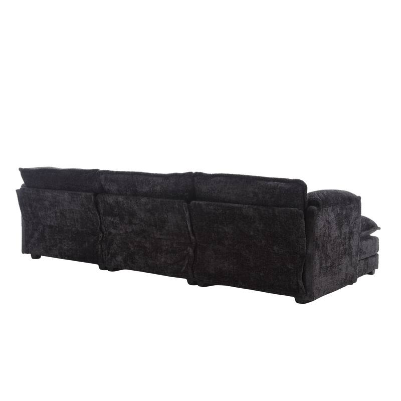 HOMEFUN 112" Oversized Chenille Upholstered L-Shaped Modular Sectional Sofa for Living Room