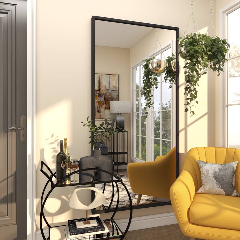 Metal Tall Floor Mirror - Black - Roche River Decor