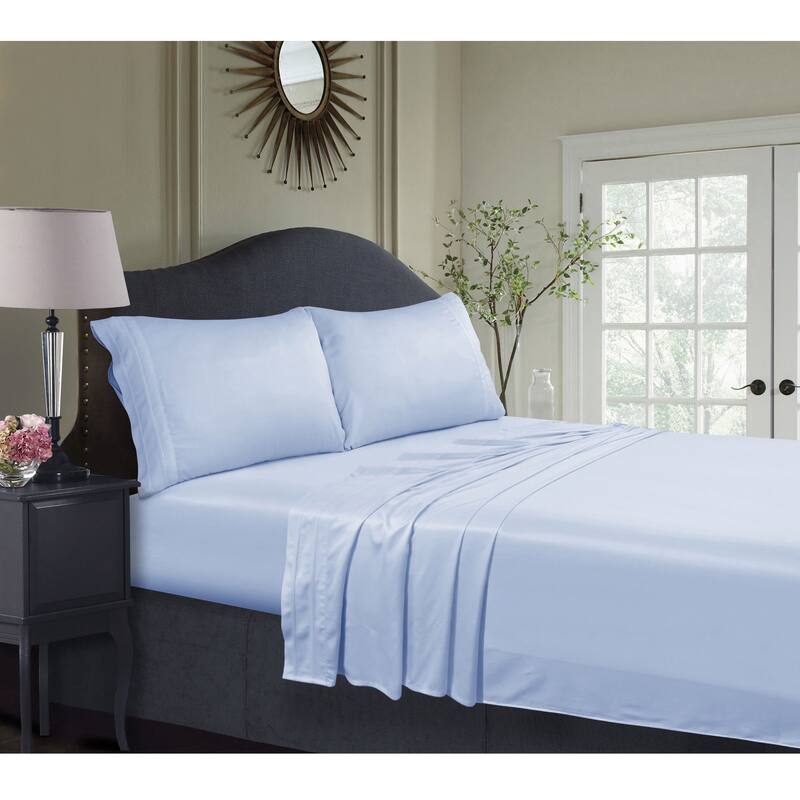 Rayon from Bamboo 300 Thread Count Extra Deep Pocket Bed Sheet Set - Cal King - Spa Blue