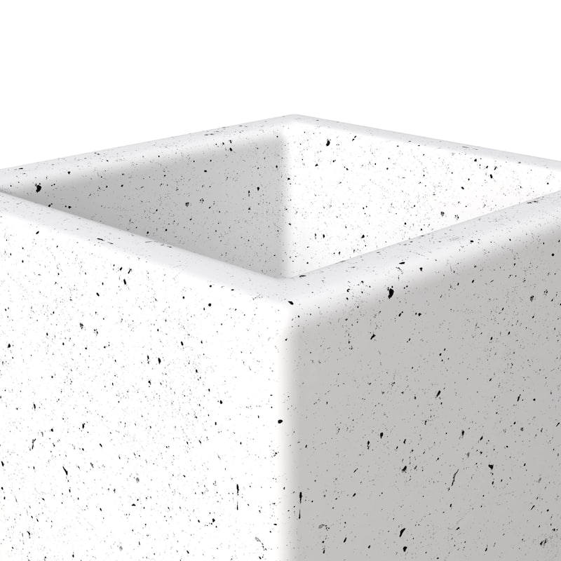 Terra 4-Piece Tall Square Fiberstone and MGO Clay Planter Set With Drainage Holes for Home Office Garden Patio Porch Yard