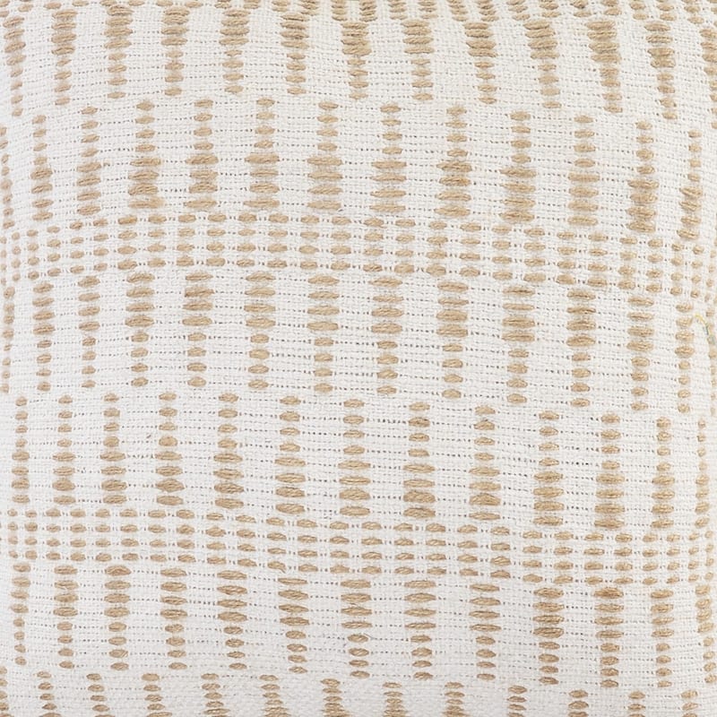 Sevita Ivory and Jute Geometric and Tasseled Throw Pillow