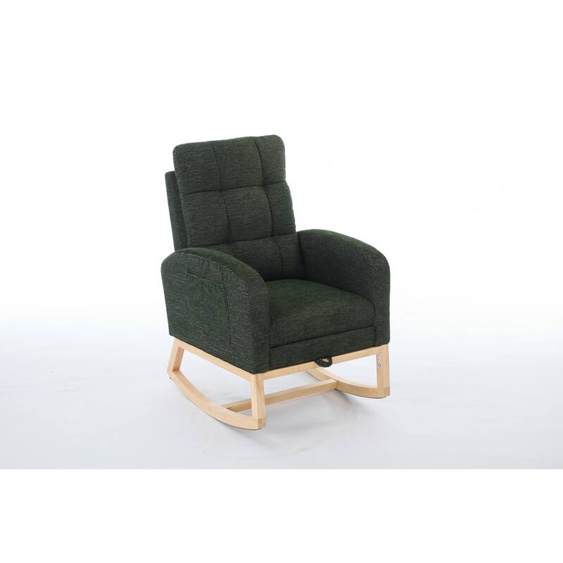 Modern Accent Rocking Chair Rocking Chair with Solid Wood Legs, adjustable Footrest
