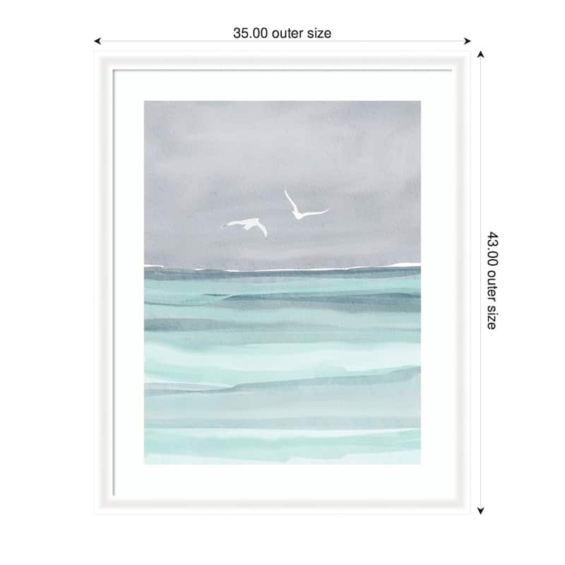 Kate and Laurel Framed Art Sea and Seagulls by Nikita Jariwala