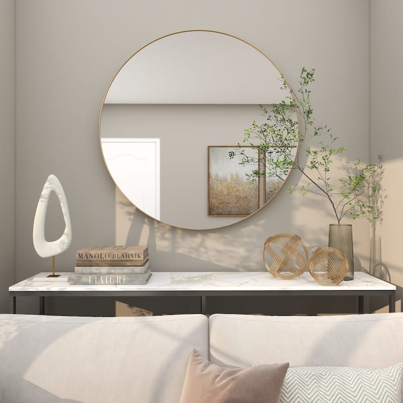 Black, White or Gold Wood Wall Mirror with Thin Frame