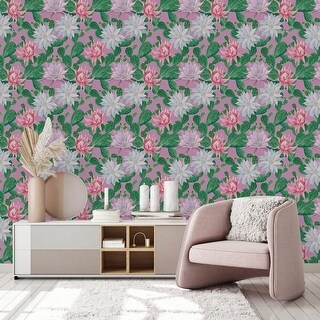 Pink Wallpaper with Cactus Flowers Peel and Stick and Prepasted - Bed ...
