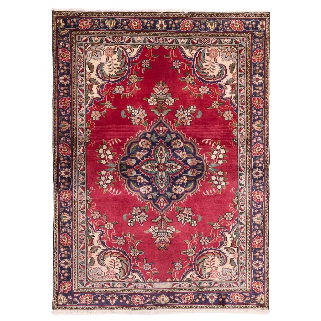 ECARPETGALLERY Hand-knotted Anadol Red Wool Rug - 4'2 x 5'9