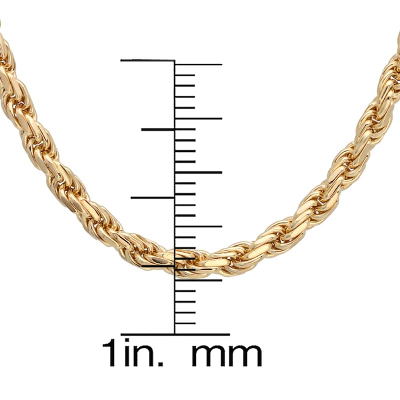 Roberto Martinez Gold Plated Silver 3 mm Diamond-cut Rope Chain (16"-30")