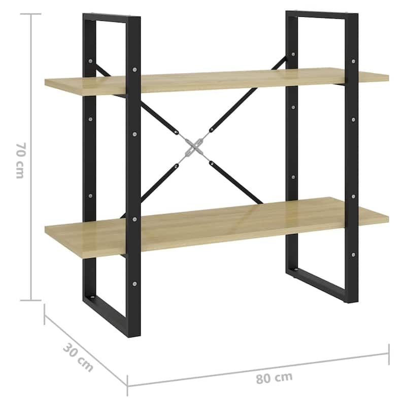vidaXL 2-Tier Book Cabinet Sonoma Oak 31.5"x11.8"x27.6" Chipboard - 31.5" x 11.8" x 27.6" - 31.5" x 11.8" x 27.6"