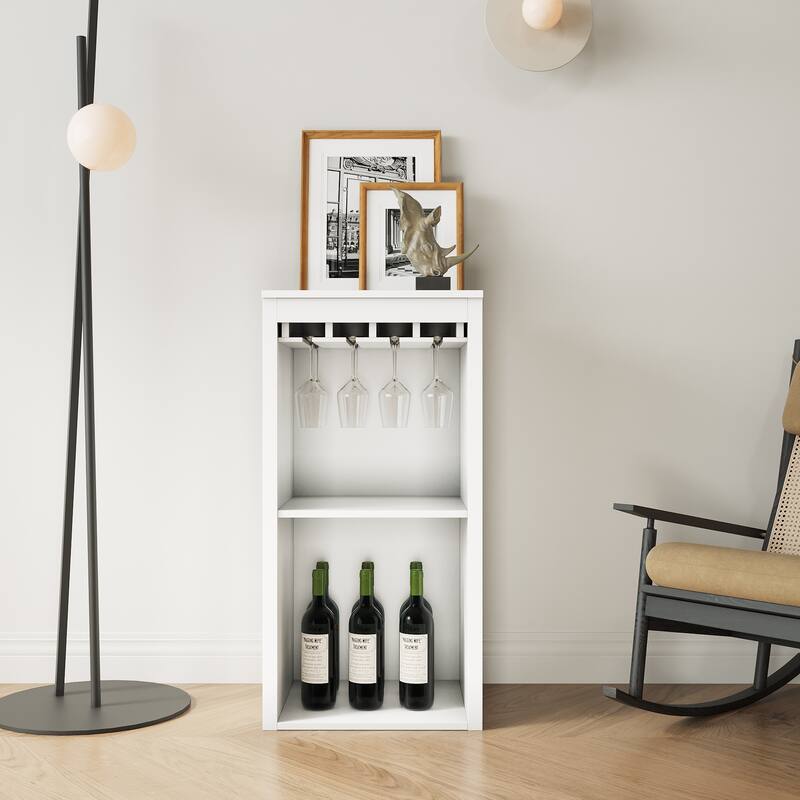 GDF Studio - Centennial Modern 35.43" Tall Modular Wine Bar Buffet Cabinet Storage - White+shelf