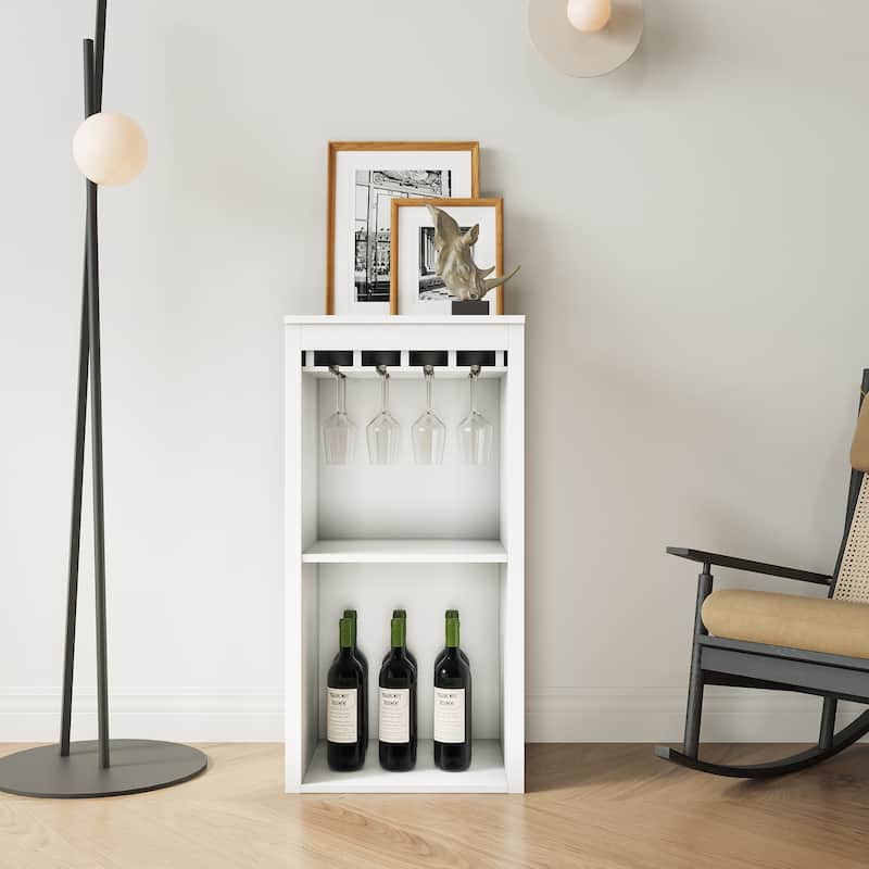 Modular Wine Bar Cabinet with Storage Shelves with Hutch for Dining Room