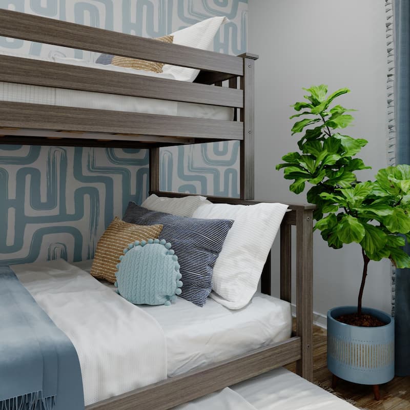 Max and Lily Twin over Full Bunk Bed with Ladder on End and Trundle