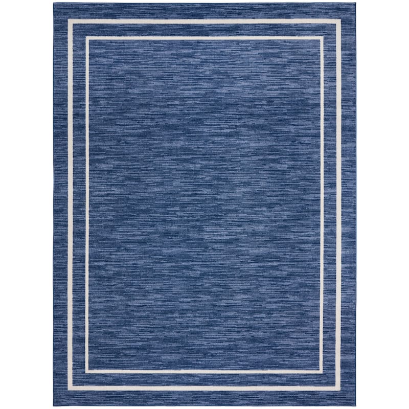 Nourison Sandy Indoor / Outdoor Solid Area Rug - 9' x 12' - Navy/Ivory