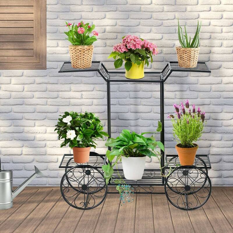 Garden Cart Stand Plant Metal Flower Holder 6 Tiers Parisian Style