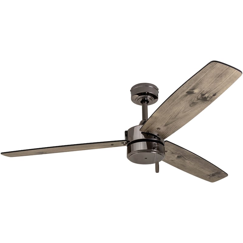 52" Prominence Home Journal Gun Metal Contemporary Indoor/Outdoor Ceiling Fan, Damp Rated with Pull Chains - 52-inch