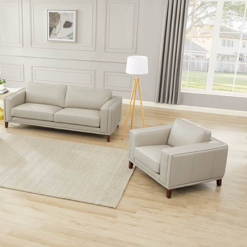 Hydeline Lyon Top Grain Leather Sofa Set, Sofa and Chair - Sofa, Chair
