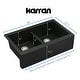preview thumbnail 4 of 8, Karran All in One Apron Front/Farmhouse Quartz 34-in Double Bowl 50/50 Sink in Black with Faucet KKF210 in Stainless Steel