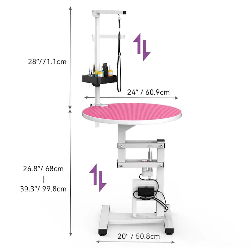 24'' W Adjustable Pet Electric Grooming Table Pink - Blue