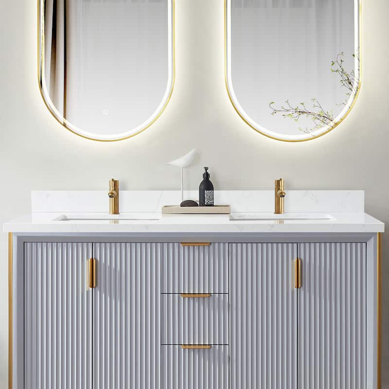 Malaga Composite Stone Vanity Top with White Rectangular Sink