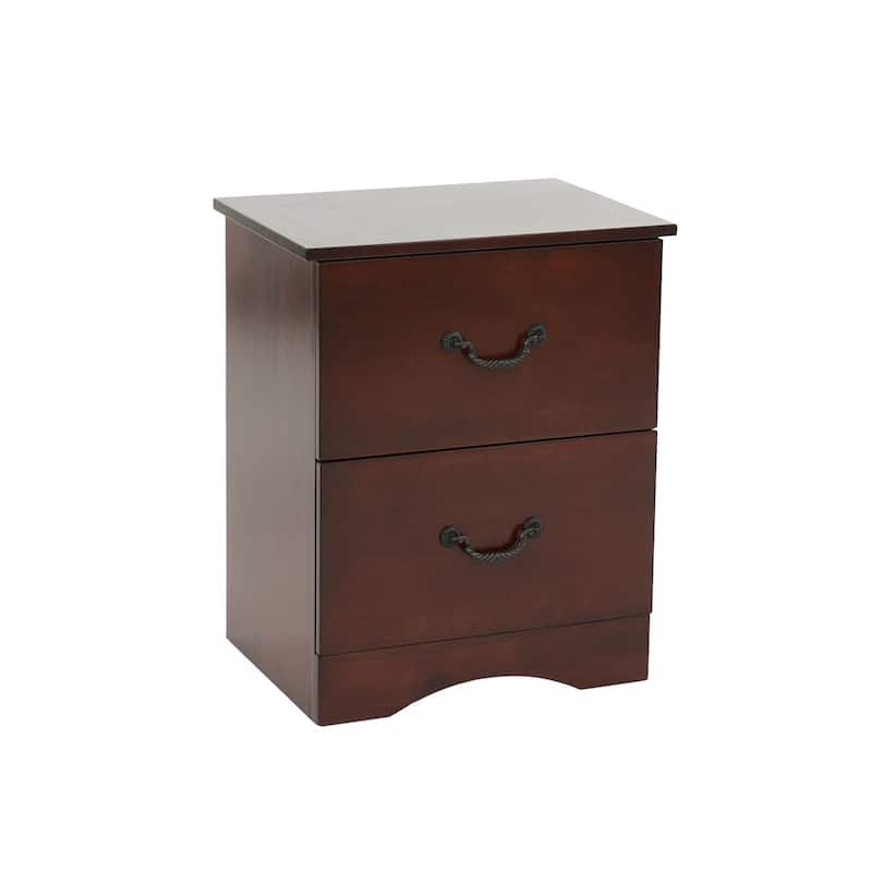2 Drawers Pine Wood Nightstand