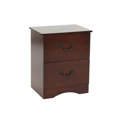 2 Drawers Pine Wood Nightstand