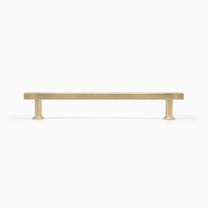 Hapny Home M1028 Mod 12" Center to Center Solid Metal Modern Square - Unlacquered Satin Brass