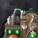 preview thumbnail 11 of 12, Glitzhome 11"H Lighted Resin Haunted House Table Village Halloween Decorations with Timer