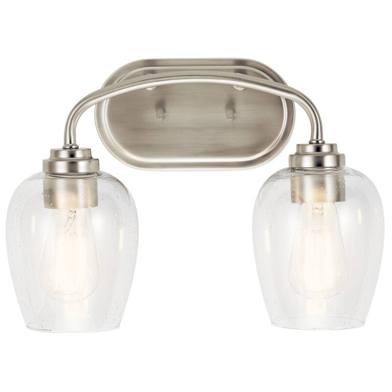 Kichler Valserrano 14.50 inch 2 Light Vanity Light with Clear Seeded Glass in Brushed Nickel