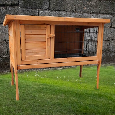 ALEKO Outdoor Wooden Pet Hutch with Removable Asphalt Roof
