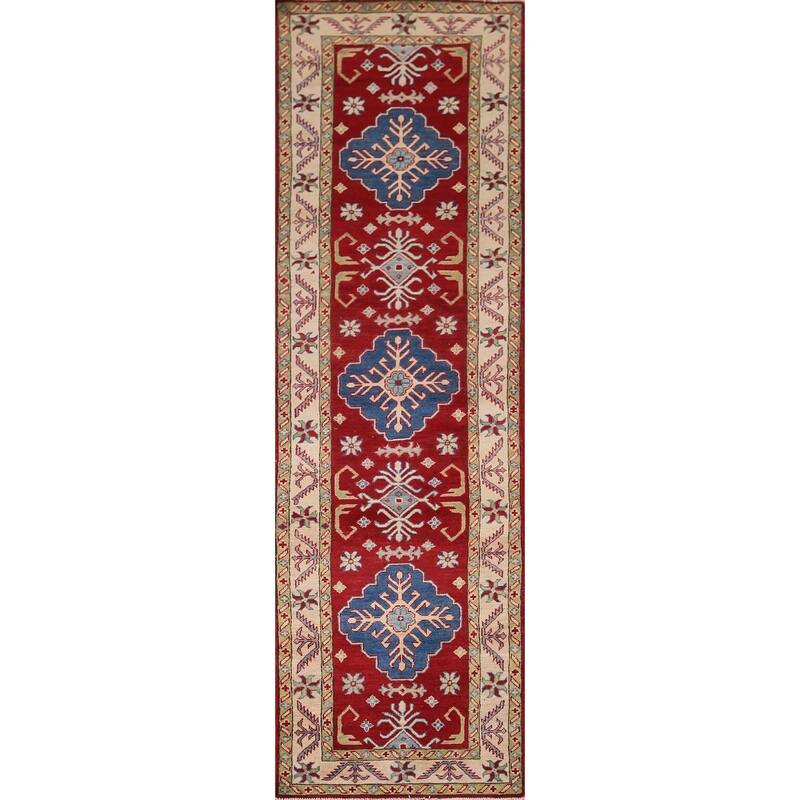 Kazak Oriental Runner Rug Handmade Wool Carpet - 2'8" x 10'0"