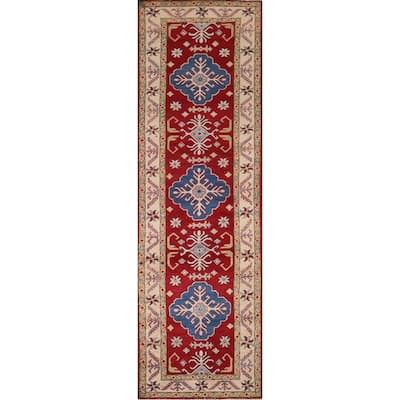 Kazak Oriental Runner Rug Handmade Wool Carpet - 2'8" x 10'0"