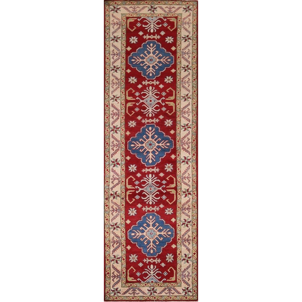 Kazak Oriental Runner Rug Handmade Wool Carpet - 2'8" x 10'0"