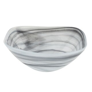 Gray Alabaster Glass 10" Squarish Salad or Serving Bowl