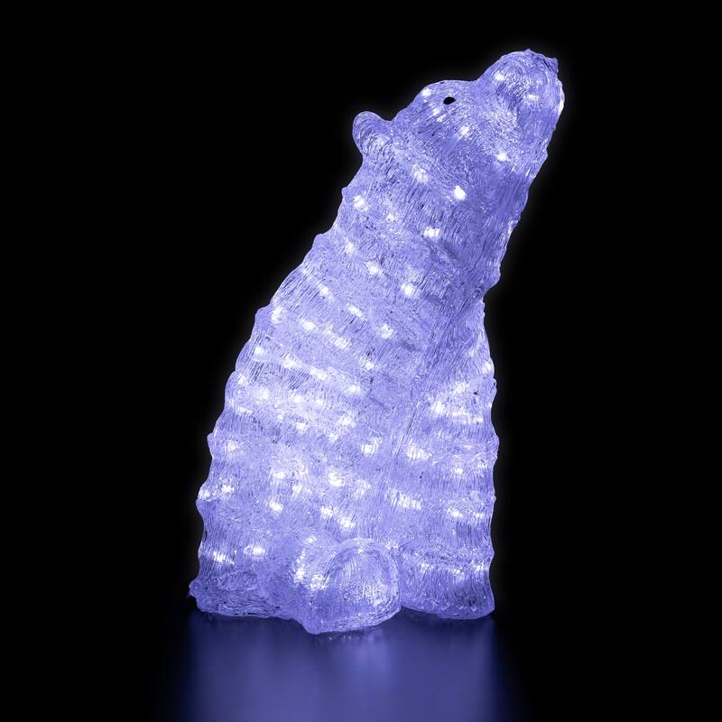 18.5" Lighted Acrylic Polar Bear Christmas Display Decor