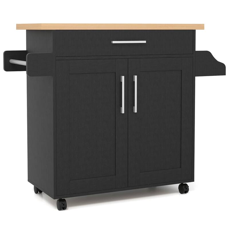 Costway Rolling Kitchen Island Cart Storage Cabinet w/ Towel & Spice
