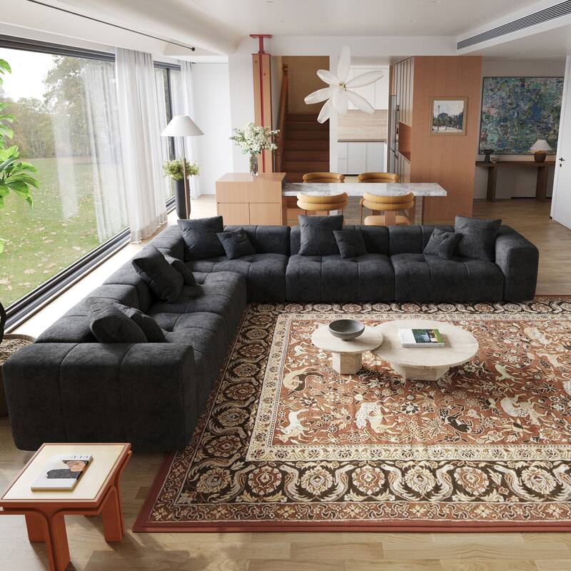 Extra Large Linen Corner Sectional Sofa Couch for Living Room Set