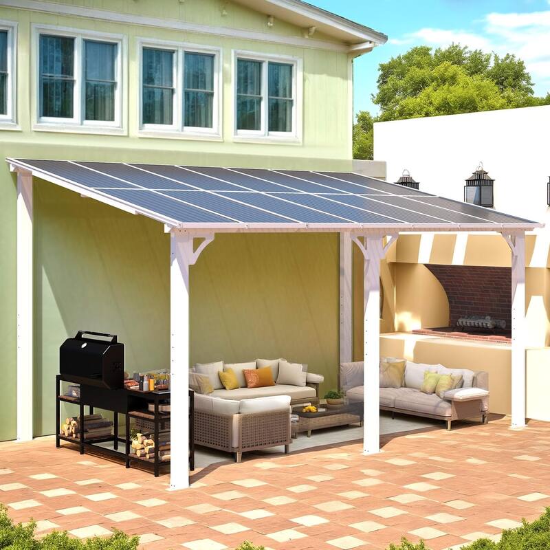 8x14ft Wall Mounted Gazebos Pergola, Outdoor Lean to Gazebo Awnings