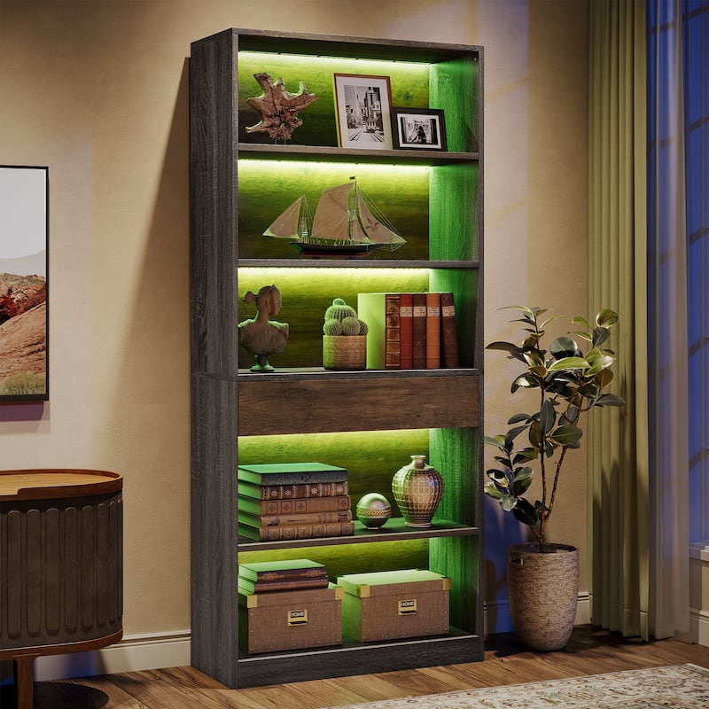 5-Tier Bookcase with LED Lights
