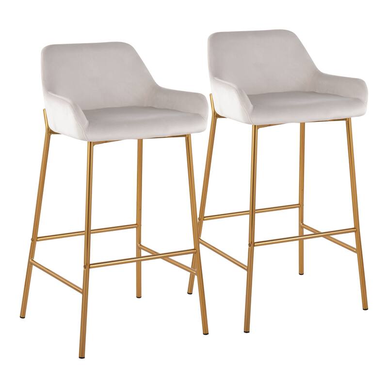 Silver Orchid Galotti Gold Fixed-Height Upholstered Bar Stool - Set of 2