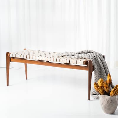 SAFAVIEH Couture Ciresila Leather Bench - 50.8" W x 16.5" D x 18.1" H - 51Wx17Dx18H