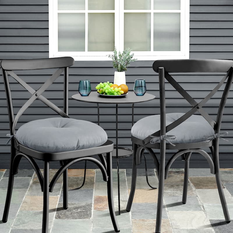Bistro 15 x 15 x 5 Patio Chair Tufted Cushion With Ties
